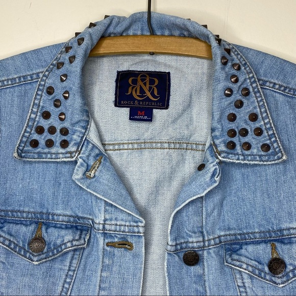 Rock & Republic || Studded Collar Denim/Jean Frayed Vest - Picture 10 of 11